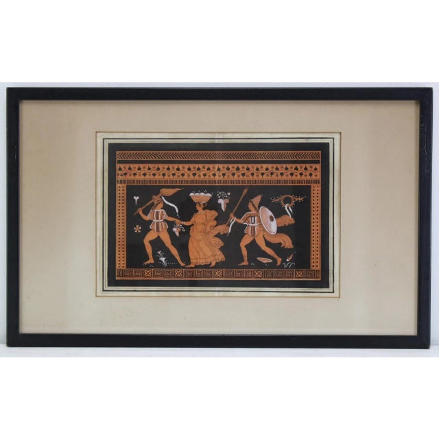 Antique 18th Century Neoclassical Print Aquatint Engraving in Black & Terra-Cotta Ink by Sir William Hamilton Taken From Greek & Etruscan Vases For Sale In New York - Image 6 of 6
