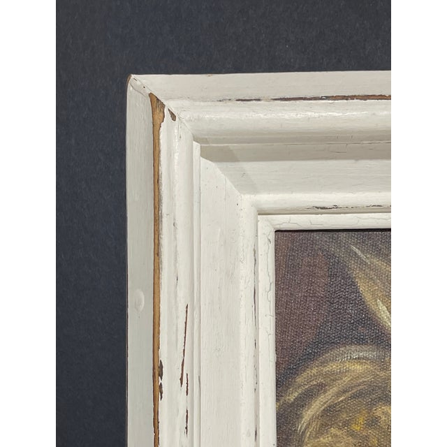 Wood Vintage Signed Portrait Painting of a Woman in Profile With Windswept Hair For Sale - Image 7 of 10