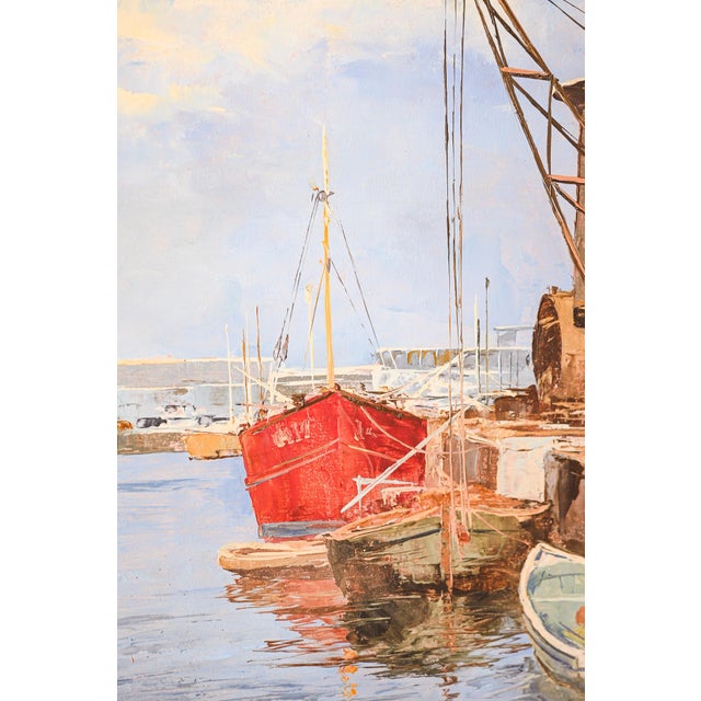 A. Vismara, Port of Las Palmas, 1960s, Oil on Board For Sale - Image 6 of 7
