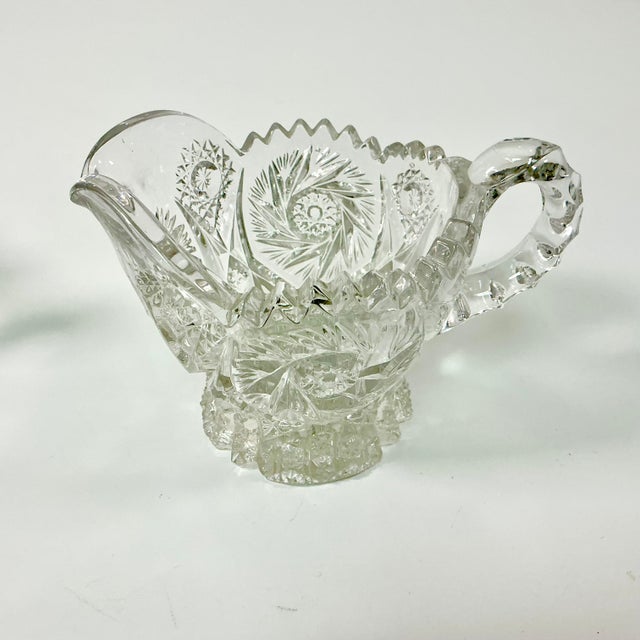 Late 1800s Antique Boho Chic Hollywood Regency American Brilliant Cut Creamer & Sugar - A Pair For Sale - Image 11 of 17