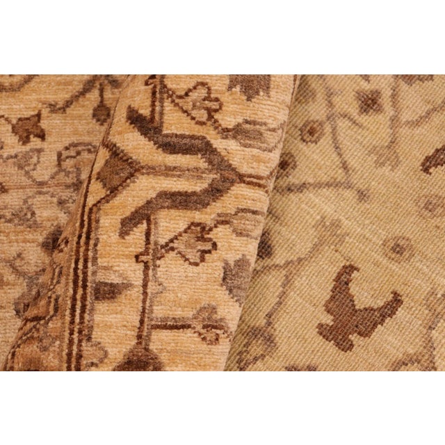 Beige Shabby Chic Ziegler Beige Brown Hand-Knotted Wool Rug - 6'1'' X 9'2'' For Sale - Image 8 of 8