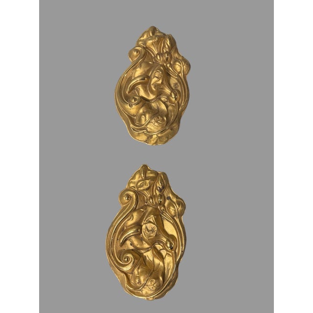 Ornate Antique Victorian Pressed Brass Floral Decorated Curtain Tiebacks- Set of 6 For Sale - Image 4 of 7