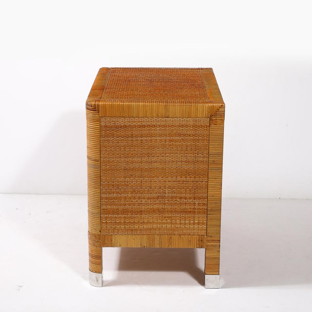 Mid-Century Modern Rattan & Bamboo Wrapped Nightstands Signed Bielecky Brothers For Sale - Image 13 of 18