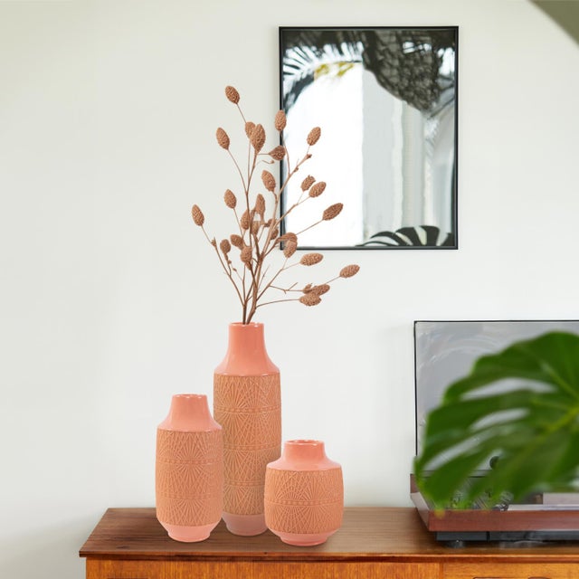 Richland Embossed Peach Vase- Small For Sale - Image 10 of 10