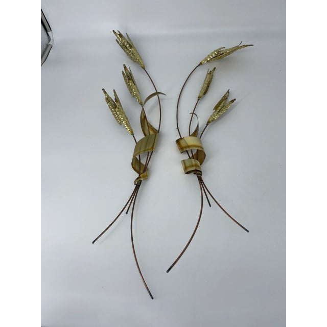 Brass Brass and Copper Wheat Sheaf Wall Art - a Pair For Sale - Image 8 of 8