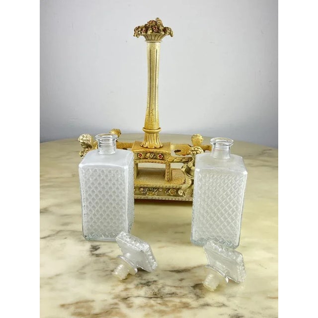 Glass Oil/Vinegar Bottles with Holder, Italy, 1960s, Set of 3 For Sale - Image 7 of 12