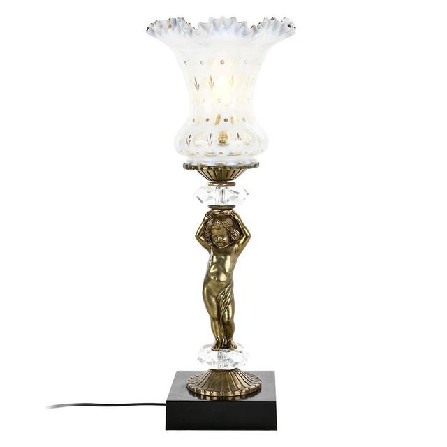 Metal Bronze Cherub Table Lamp For Sale - Image 7 of 7