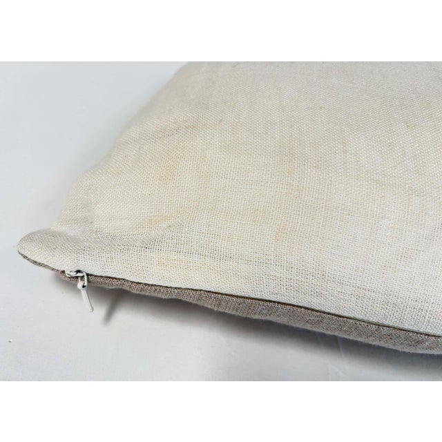 Natural Linen Appliqué Lumbar Pillow – European Style Decorative Accent Cushion For Sale - Image 9 of 9