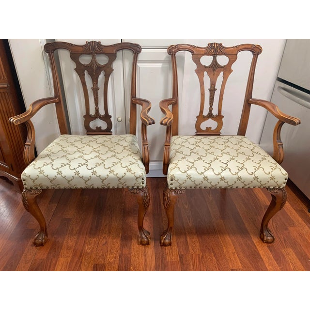 Thomasville Arm Chairs Chippendale Dining Room Thomasville Vintage For Sale - Image 4 of 4