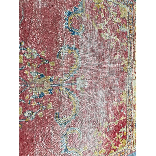 Antique Turkish Distressed Smyrne Rug For Sale - Image 5 of 18