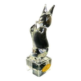 Vintage Cat Murano Glass Sculpture | Arte Murano Icet | Art Glass For Sale