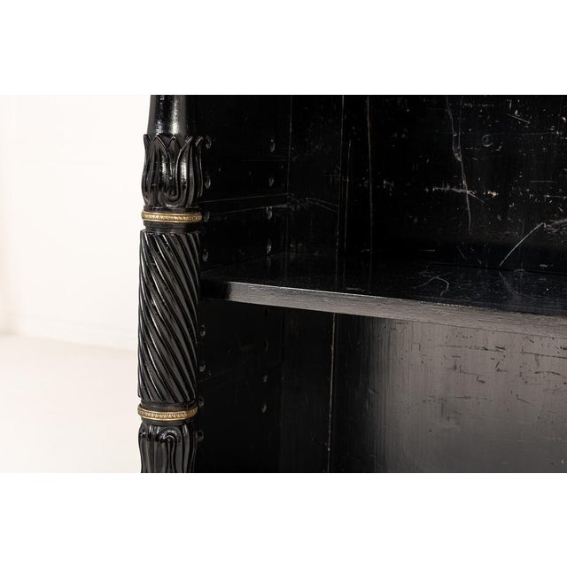 Hollywood Regency 19th Century English Regency Ebonised Open Bookcase For Sale - Image 3 of 8