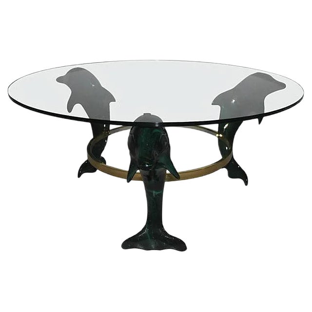 Italian Dolphins Coffee Table, 1970s For Sale