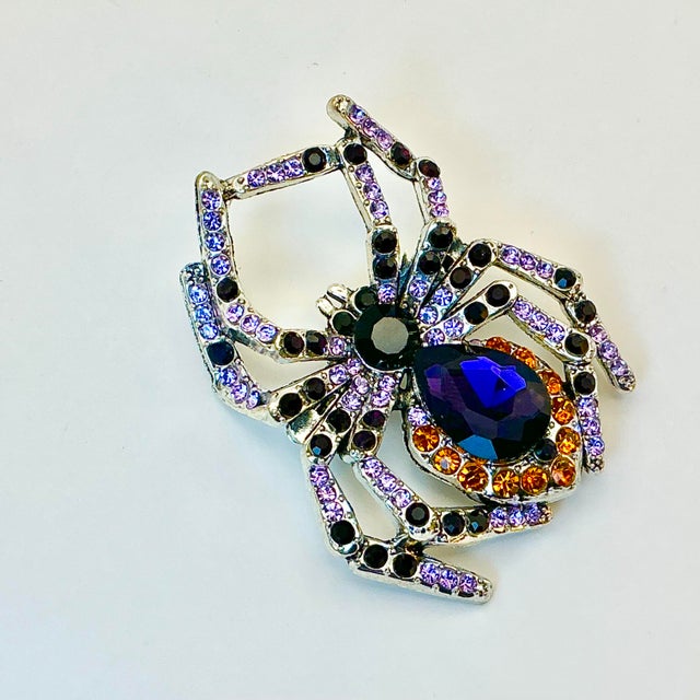 1980s Vintage Boho Chic Americana Halloween Spider Brooch For Sale - Image 11 of 18