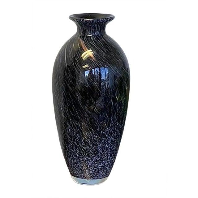 Black Murano Black Silver and Gold Art Glass Vase For Sale - Image 8 of 8