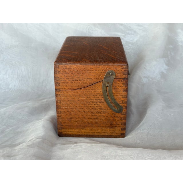 Shaw Walker Antique Dovetail Joint Shaw Walker Wood Box For Sale - Image 4 of 14