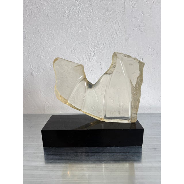 Modern Brazilian Modern Transparent Lucite Sculpture on Black Base, 1980s For Sale - Image 3 of 17
