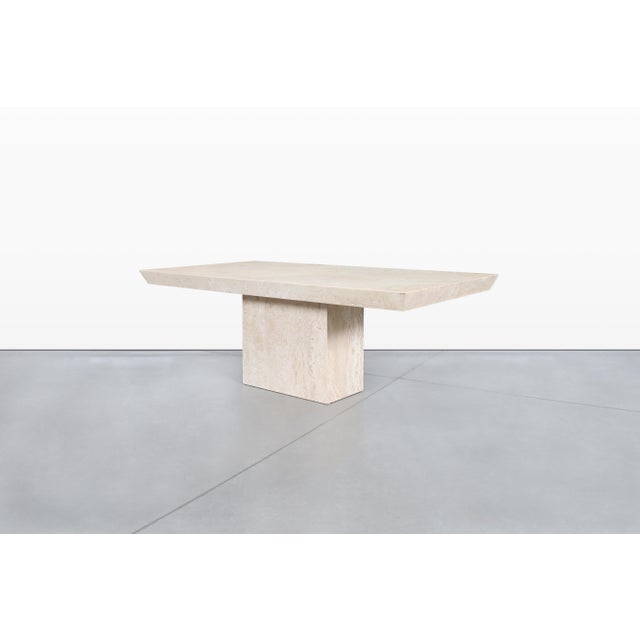 Stone 1980s Italian Modernist Travertine Dining Table For Sale - Image 7 of 12