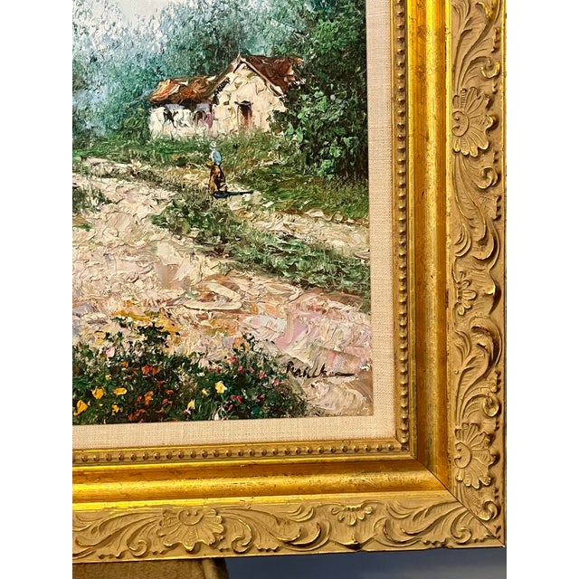 Original European Village Landscape Oil on Canvas Painting - Signed Theo Rauscher For Sale - Image 10 of 11