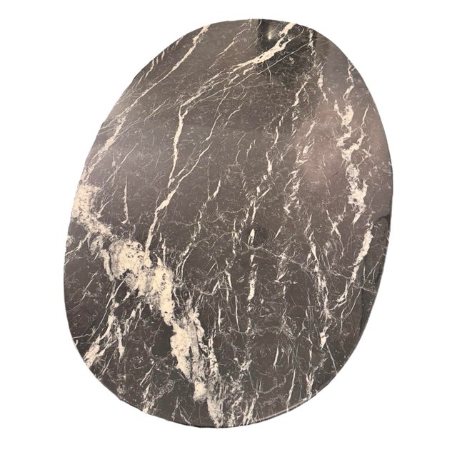 Modern Italian Black and White Orobico Marble Dining Table with Marble Pedestal Base, 1980 For Sale - Image 3 of 7