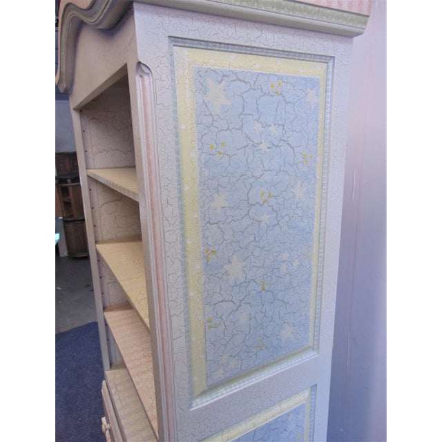 Custom French Style Paint Decorated Bookshelf For Sale In Philadelphia - Image 6 of 10