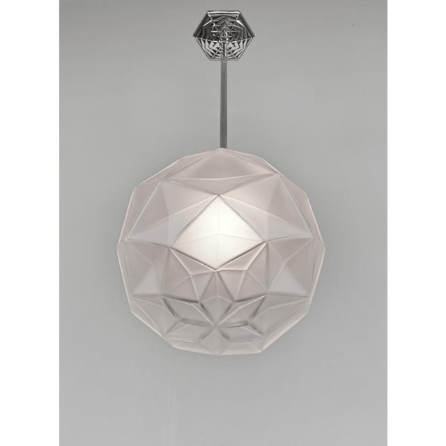 1930s French Art Deco Cubist Globe Pendant Light by Degue For Sale - Image 6 of 15