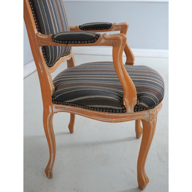 Wood French Louis XV Style Upholstered Open Armchair For Sale - Image 7 of 18