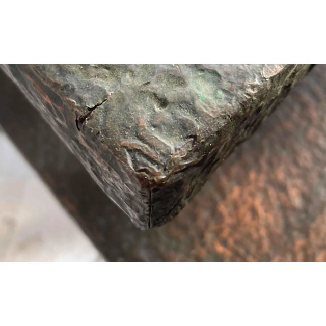 Mid Century Side Table Hammered Copper on Wood For Sale - Image 4 of 7