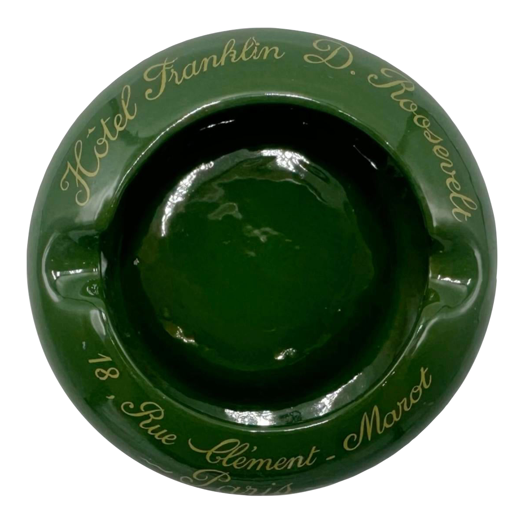 【PARISパリ】ホテルカリフォルニア　灰皿　cendrier Vintage Hotel Franklin D. Roosevelt Paris Green Ceramic Ashtray