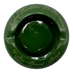 Vintage Hotel Franklin D. Roosevelt Paris Green Ceramic Ashtray