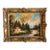 Rustic Woodland Landscape Painting – Lakeside Cottage Scene With Ornate Silver Leaf Frame For Sale