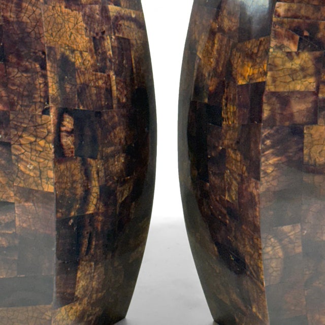 Brown Pair of Tessellated Penshell Side Tables by Maitland Smith For Sale - Image 8 of 10