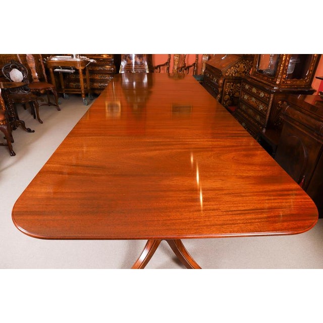 Gold Vintage Triple Pillar Dining Table and Chairs by William Tillman, 1980s, Set of 15 For Sale - Image 8 of 15