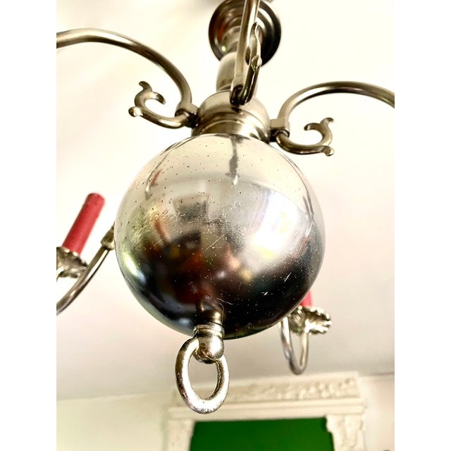 Silver Dutch Grey Metal Chandelier, 1970 For Sale - Image 8 of 9
