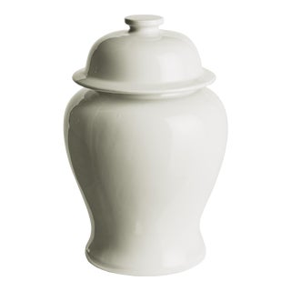 Koa Wide Lidded Ginger Jar Small, Bright White For Sale