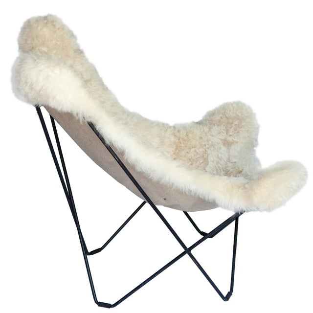 Pr. Vintage Cuero Butterfly Chairs W/Shearling Covered Seats For Sale In Los Angeles - Image 6 of 8
