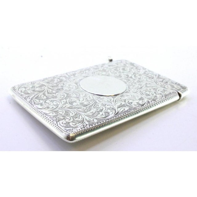 Victorian Silver Cardboard Box with Engraved Plant Motifs and Monogram Card For Sale - Image 3 of 7