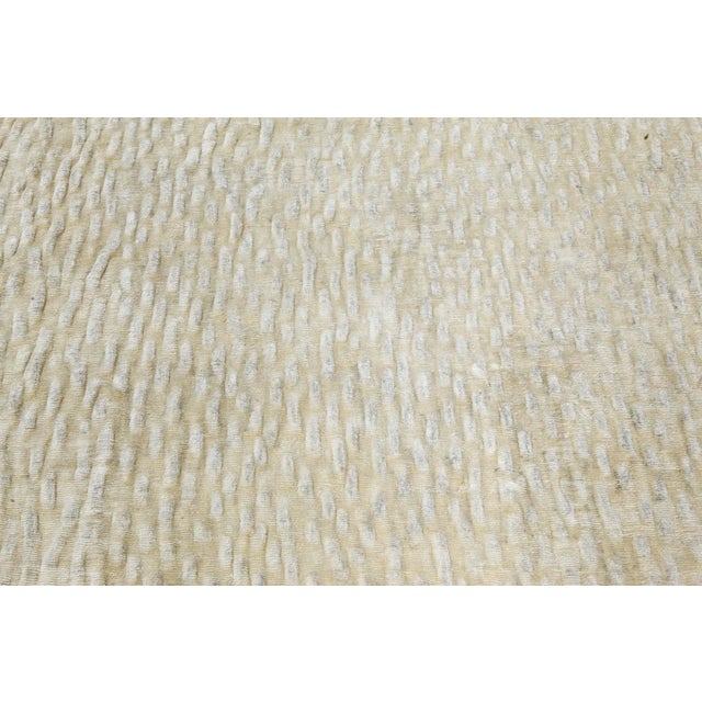 Contemporary Solid Silk Rug in Subtle Textured Ivory-Beige by Doris Leslie Blau For Sale - Image 4 of 7
