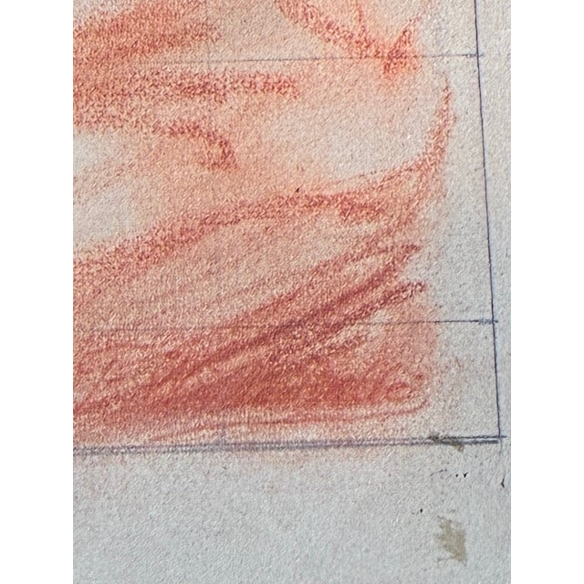 19th Century Hand Drawn Original Sanguine Portrait of a Young Woman - Signed For Sale - Image 12 of 13