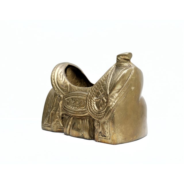 Vintage Brass Saddle Planter: Farmhouse Decor For Sale - Image 4 of 11