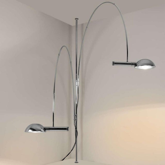 1970s Height Adjustable Double Ball Chrome Arc Floor Lamp from Florian Schulz, 1970s For Sale - Image 5 of 15