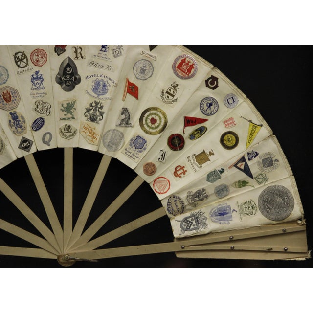 Traditional Mid 20th Century 16 Panel Fan with 163 Letterhead Emblems For Sale - Image 3 of 7