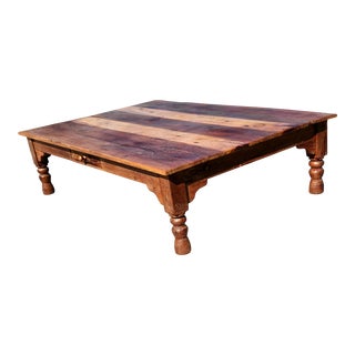 Late 20th Century Two Tone Heavy Duty Extra Large Pine Coffee Table For Sale