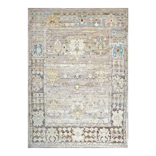 21st Century Turkish Oushak Wool 9x13 Charcoal, Tan & Blue Handmade Area Rug #1144139 For Sale