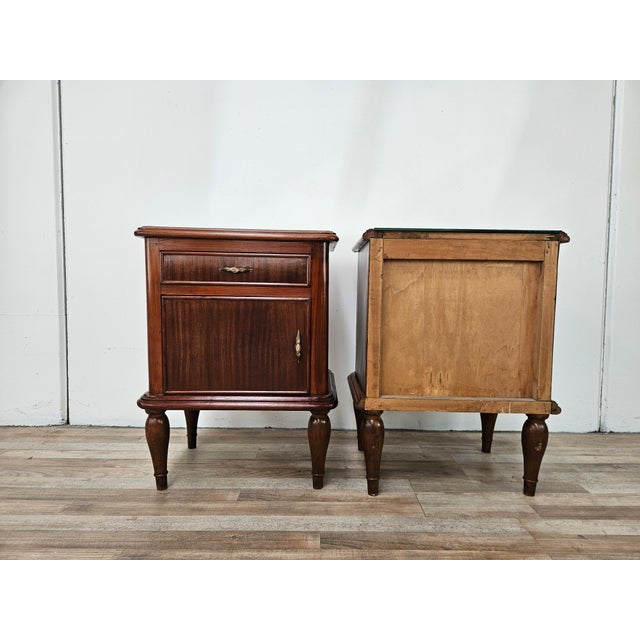 Art Deco Bedside Tables with Mirrored Top, 1950, Set of 2 For Sale - Image 3 of 17