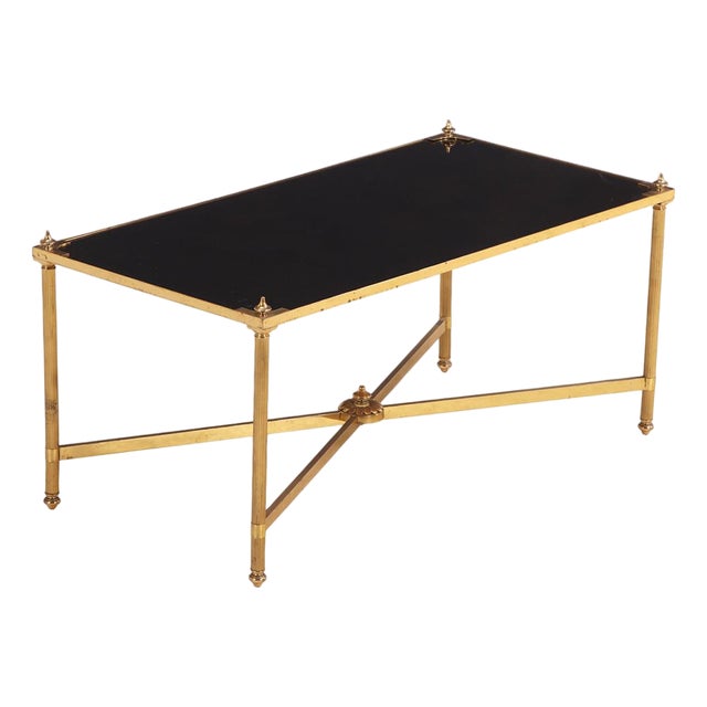 A French Brass & Glass Coffee Table, in the Manner of Maison Jansen, C. 1950. For Sale