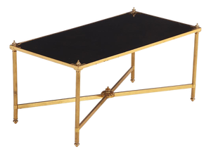 A French Brass & Glass Coffee Table, in the Manner of Maison Jansen, C. 1950.