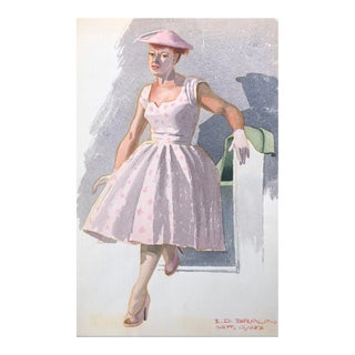 1956 Mid-Century Portrait Painting of Lady by Braun For Sale