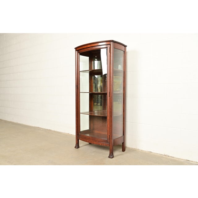 Late 19th Century Berkey & Gay Antique Victorian Carved Oak Bookcase or Display Cabinet, Circa 1890s For Sale - Image 5 of 16