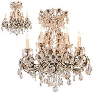 Italian Beaded Crystal Chandeliers - a Pair For Sale